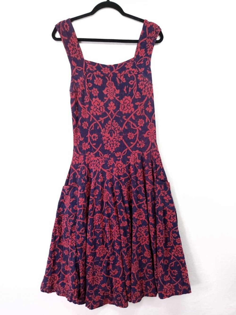 Effie’s Heart Square Neck A-Line Dress Stencil Floral Pattern Women’s Medium